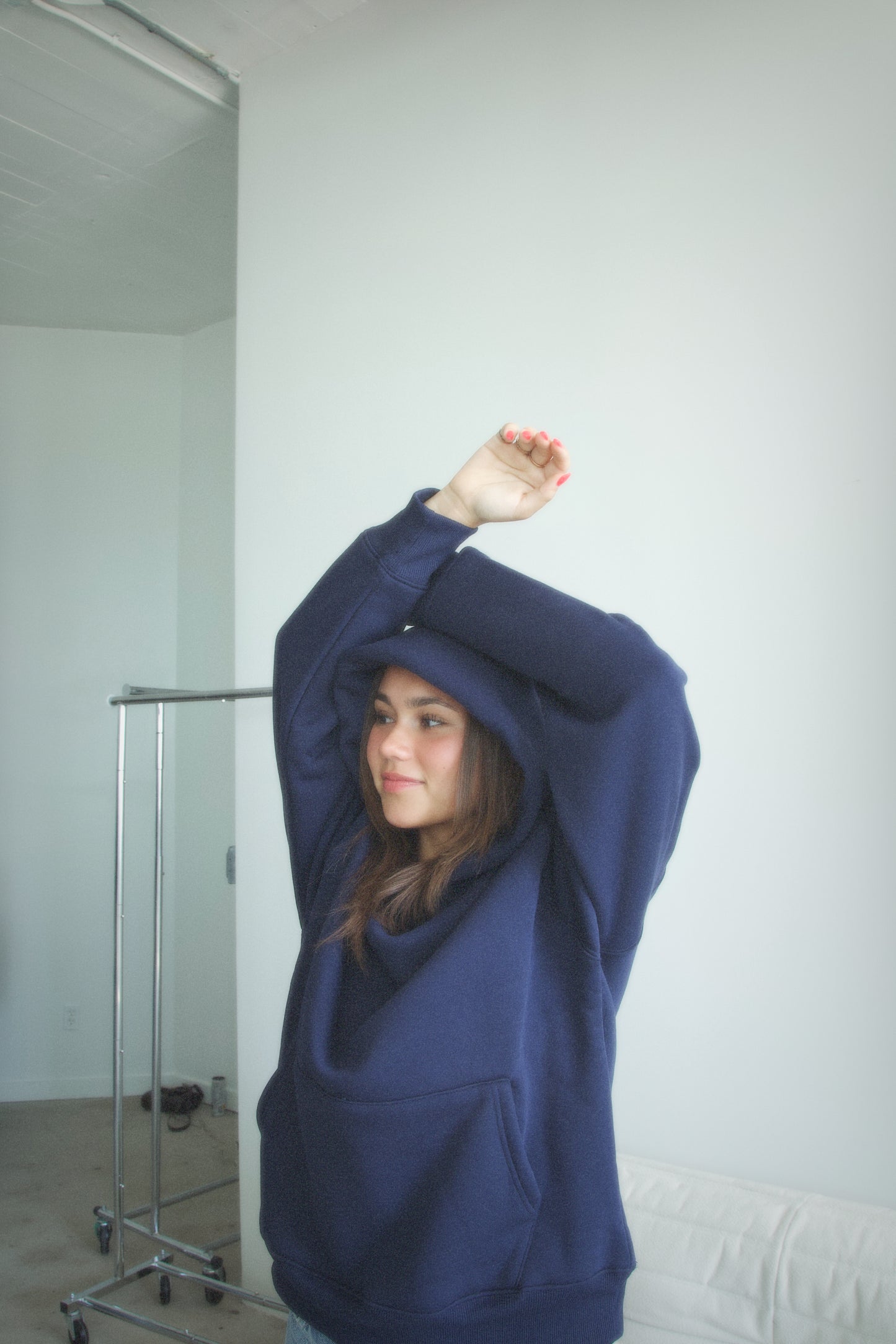NAVY BLANKET LINED HOODIE